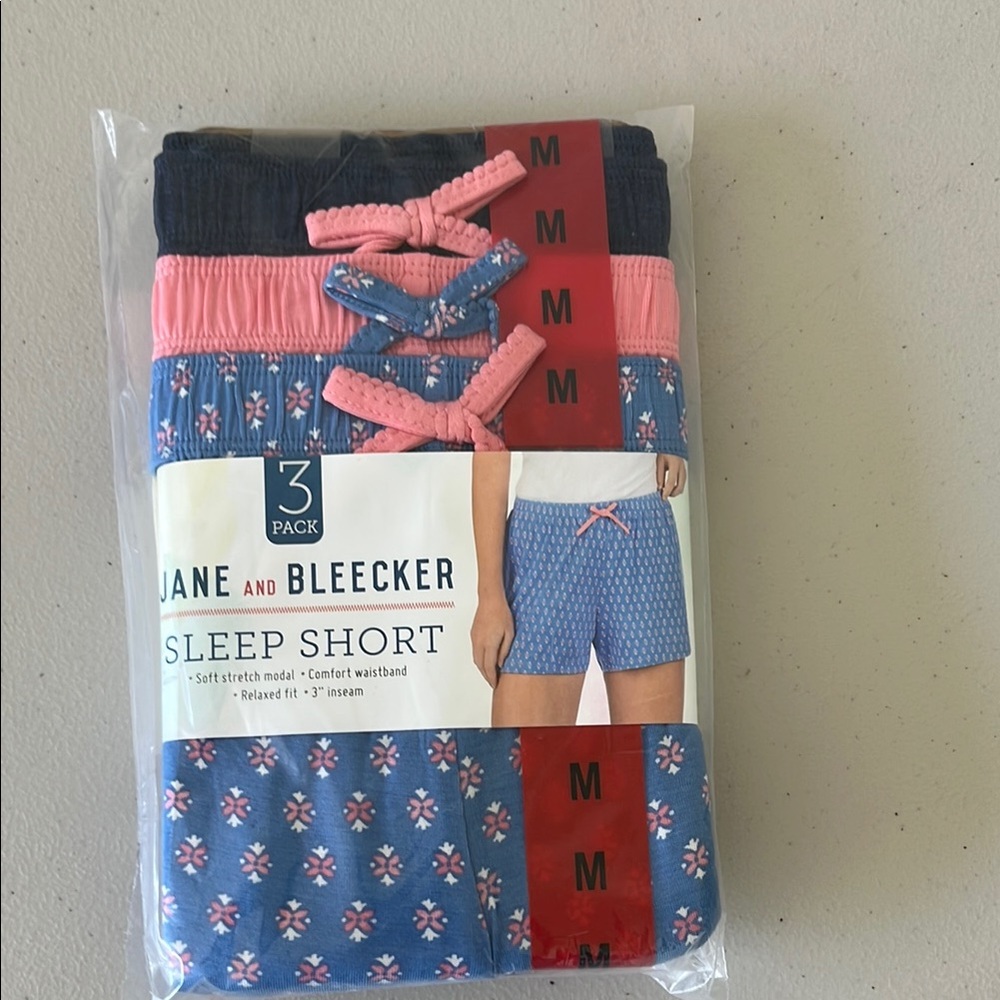 Jane and Bleecker Blue and Pink Sleep Shorts Set